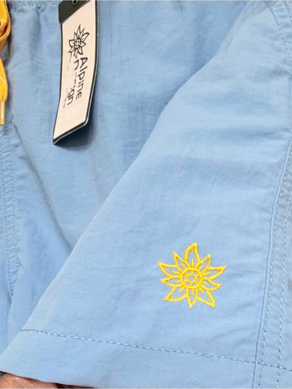 Alpine Design Light Blue Athletic Shorts with Yellow Drawstring - Picture 7 of 8